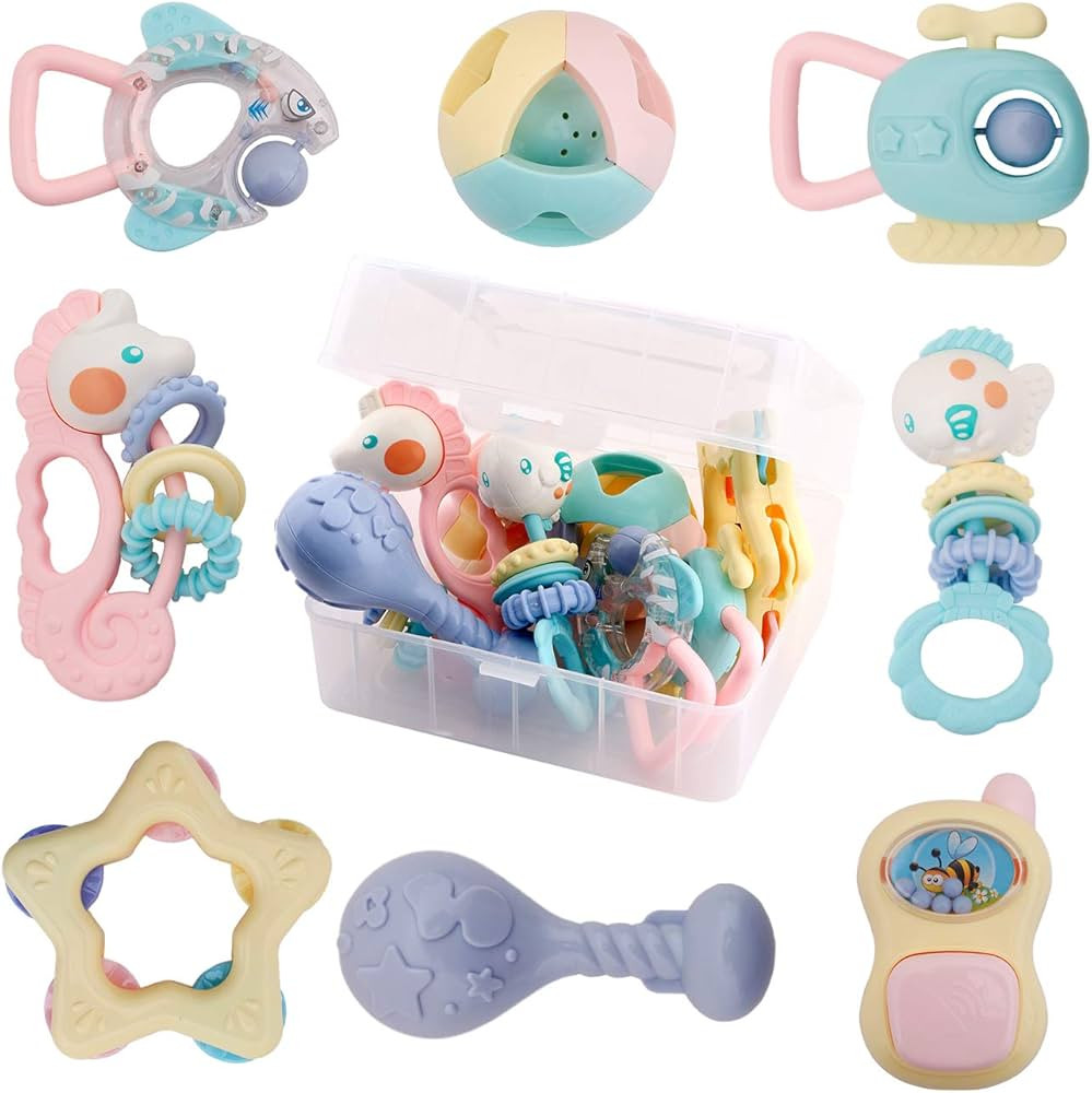 WISHTIME Baby Rattle Toys for Newborns - Baby Toys Rattles and Teethers for Girls Boys 0-3-6-9-12... | Amazon (US)