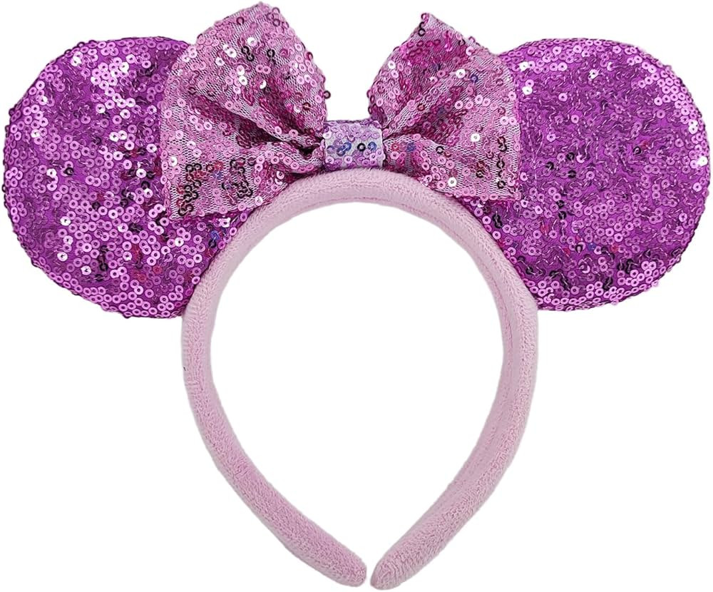 Purple Mouse Ears Headbands With Bow & Snowflake & Girls Sequins, for Cartoon Princess Costume Co... | Amazon (US)