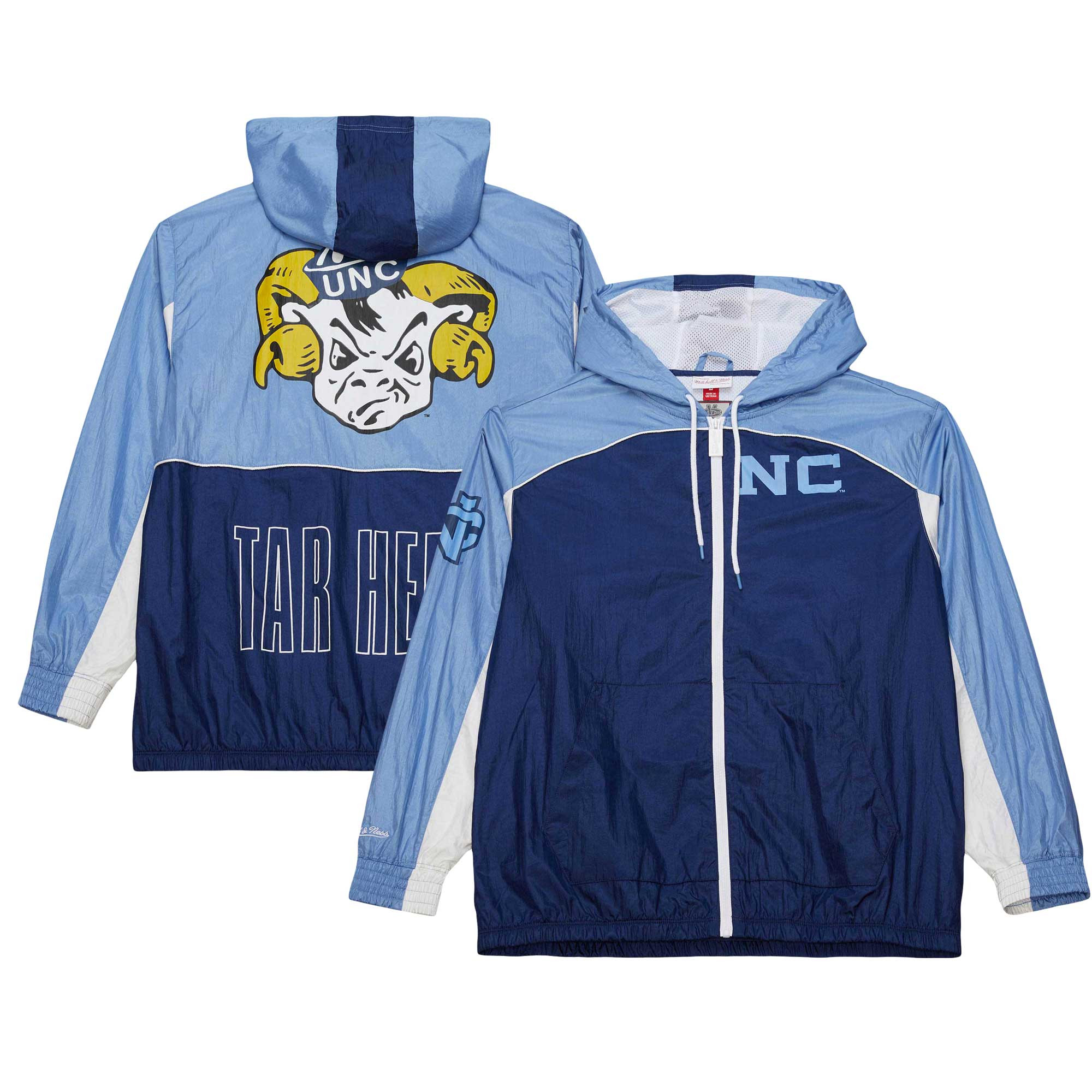Men's Mitchell & Ness White North Carolina Tar Heels Big Shot Premium Full-Zip Windbreaker | Fanatics