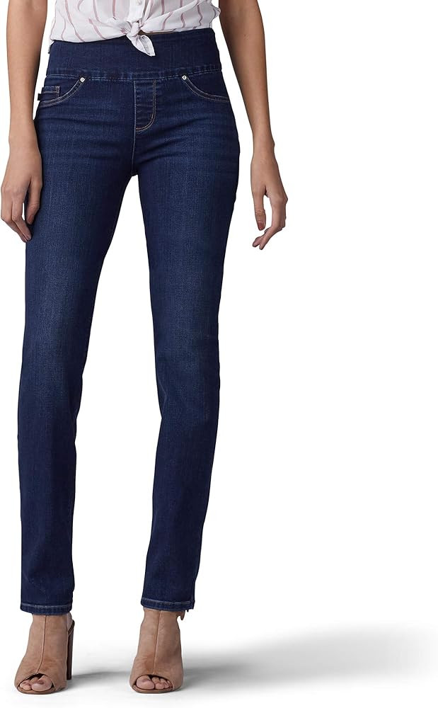 Lee Women's Sculpting Fit Slim Leg Pull on Jean, Infinity, 16 | Amazon (US)