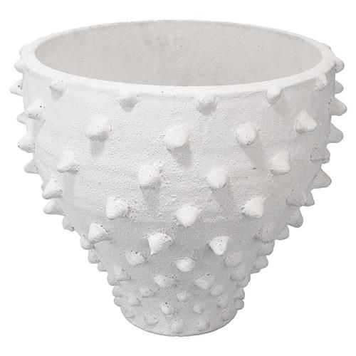 Paula Coastal Beach Matte White Ceramic Spike Decorative Vase | Kathy Kuo Home