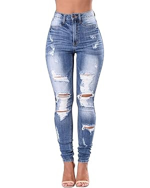 KUNMI Womens Classic High Waisted Skinny Stretch Butt Lifting Jeans Slim Fit Denim Pants | Amazon (US)