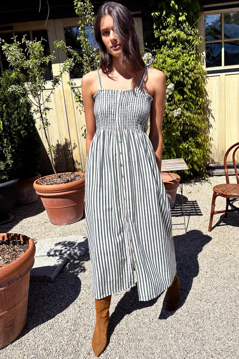 Santiago Sundress - Moss Stripe Organic | Emerson Fry