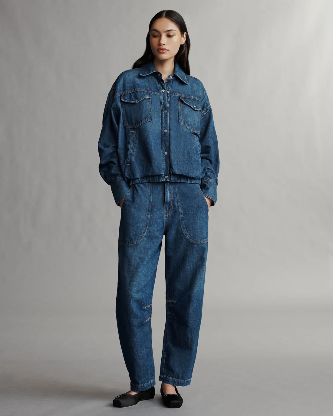 Denim Bubble Jacket in Linen Cotton Denim | TWP