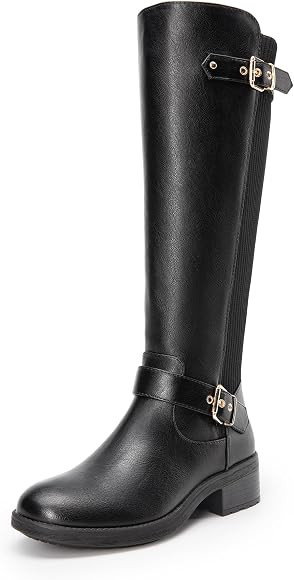 DREAM PAIRS Women's Knee High Boots Low Block Heel Riding Boots Round Toe Side Zipper Biker Motor... | Amazon (US)