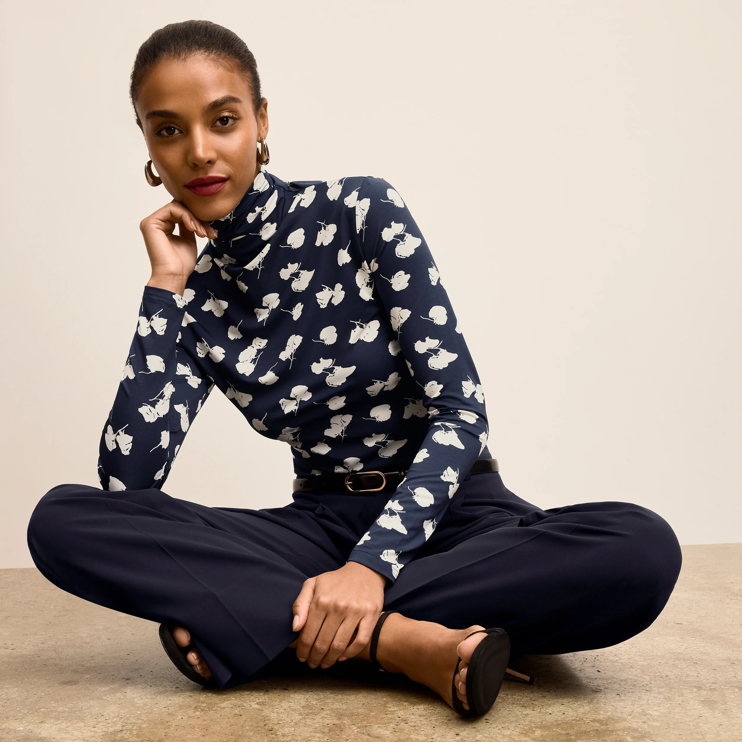 Axam Turtleneck - Printed Jersey :: Petal Print | MM LaFleur