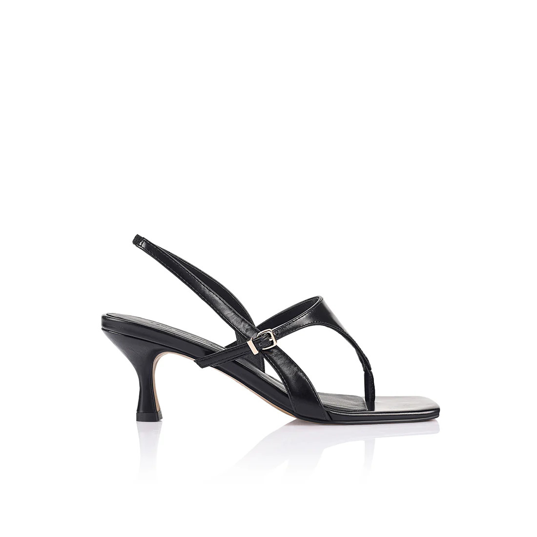 Jemima Thong Slingback Sandal Black Leather | Lana Wilkinson