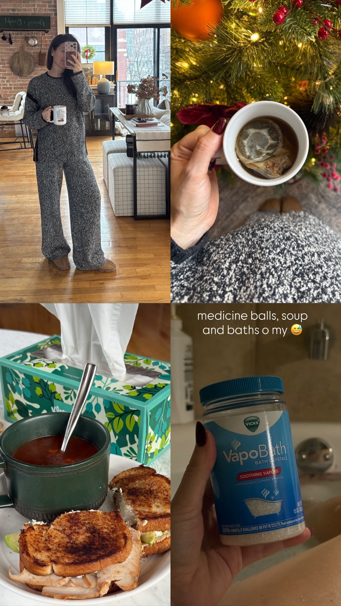 Sick day essentials- my sweater set runs big. I sized up to a small but could have stuck with my true XS even 23 weeks pregnant. 

#LTKBump #LTKdayinmylife