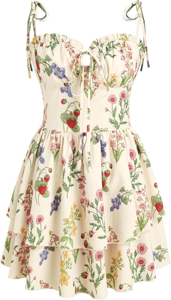 CIDER Womens Summer Dresses Floral Spaghetti Strap Cute Vacation Sundress Dress Boho Casual Outfi... | Amazon (US)