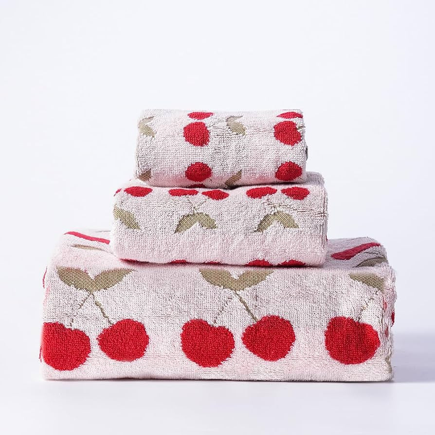 Luxury Red Cherry Bath Towel Sets for Bathroom Hotel 100% Cotton Hand Towels Washcloths | Amazon (US)