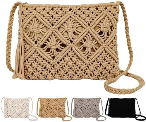 Peicees Crossbody Bag Purse For Women Bohemian Shoulder Bag Woven Crochet Purse For Summer Beach ... | Amazon (US)