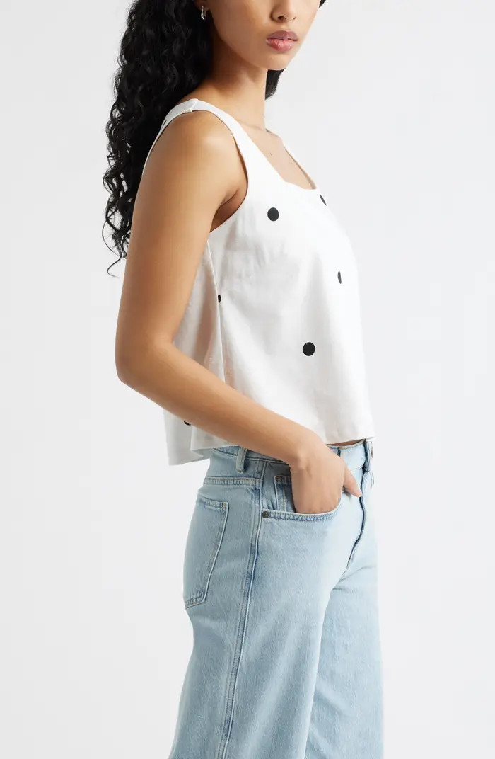 Square Neck Sleeveless Linen Blend Top | Nordstrom