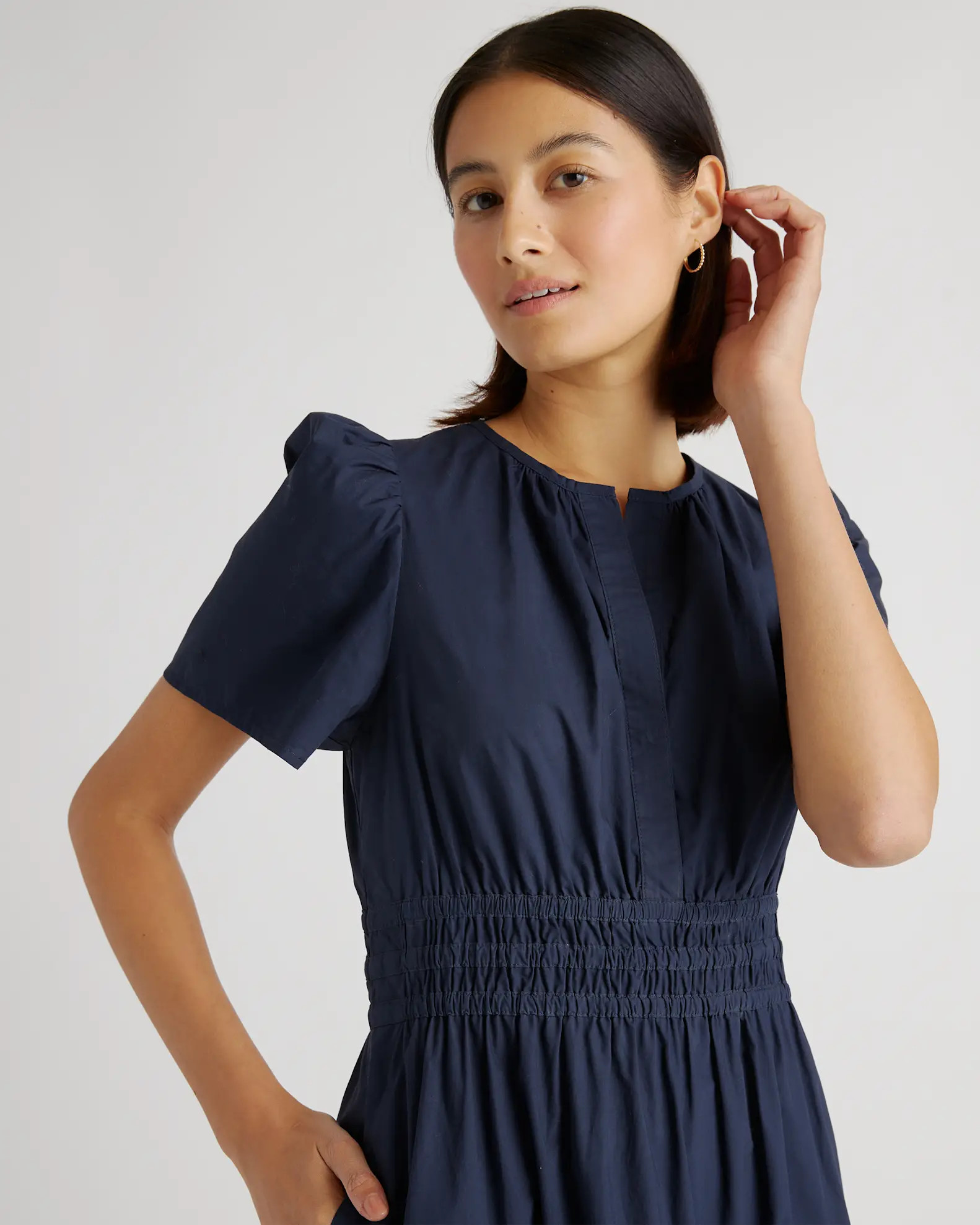 Navy 100% Organic Cotton Tiered Maxi Dress | Quince