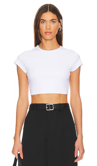 Susana Monaco Ribbed Crop Tee in White. - size L | Revolve Clothing (Global)