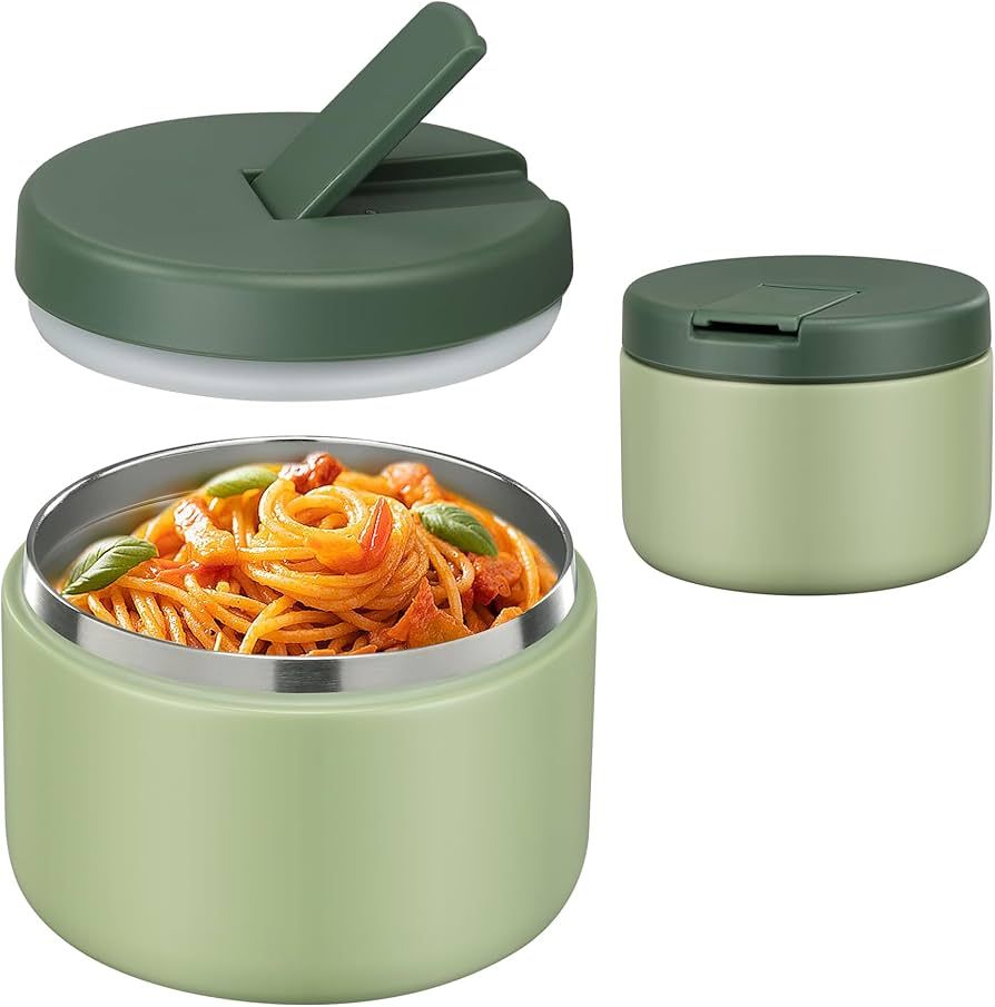 12oz Insulated Vacuum Food Jar with Buckle Lid Wide Mouth Soup Thermo for Hot Food Kids Leakproof... | Amazon (US)