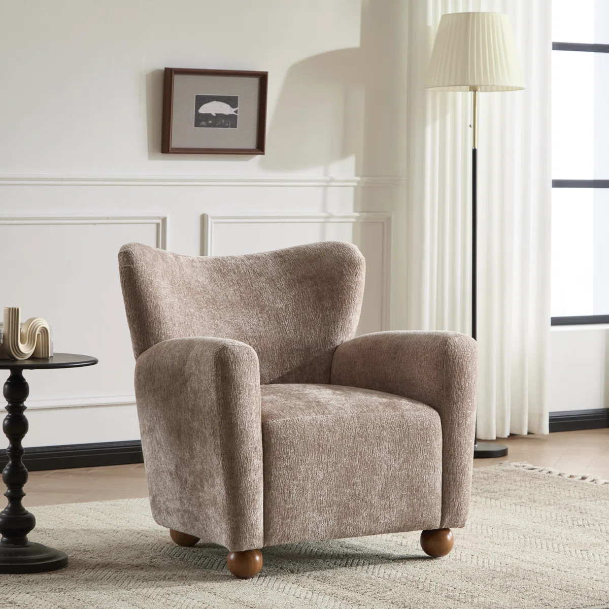 Alonzo Upholstered Club Chair with Round Wooden Legs | Wayfair North America