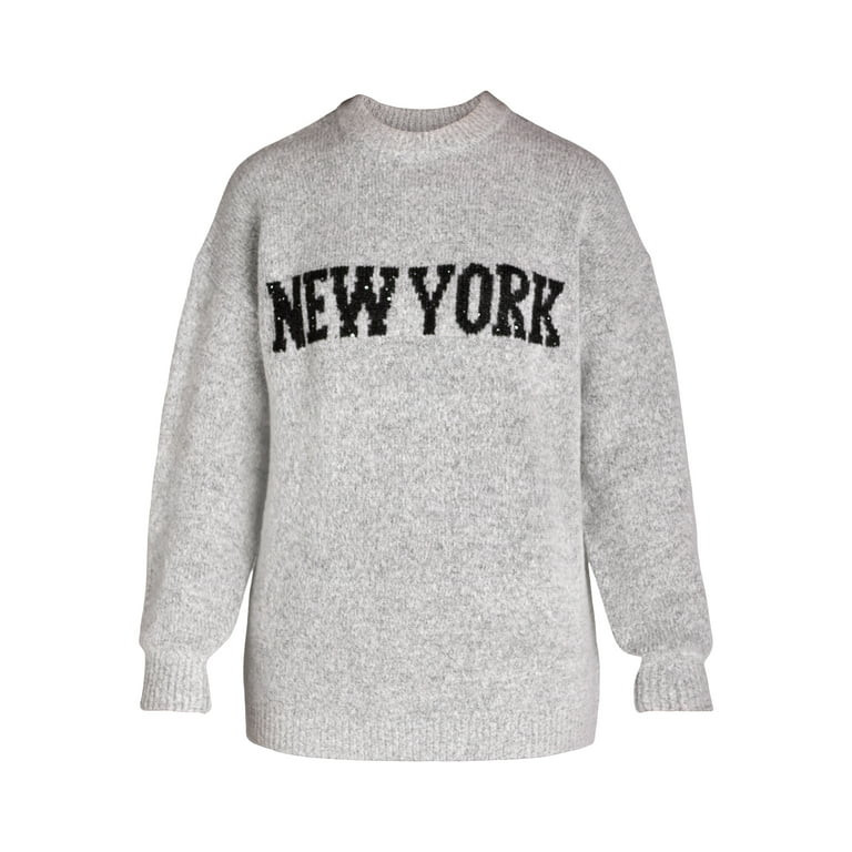 Madden NYC Oversized Graphic Sweater, Women's and Women's Plus, Sizes XXS-4X | Walmart (US)