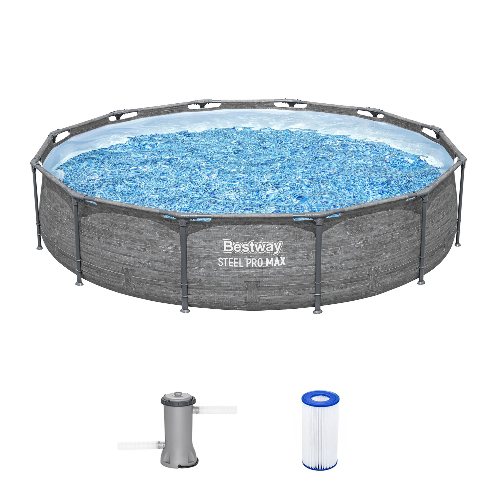 Bestway Steel Pro MAX 12ft x 30 Inch Above Ground Outdoor Swimming Pool Set one_size | 561JVE-BW | Lowe's