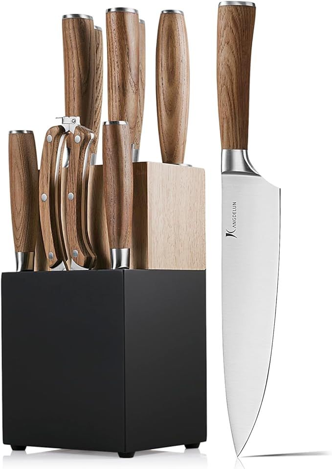 Natura Series 9 PCS Knife Block Set, Ultra Sharp High Carbon Stainless Steel with Wooden Handle | Amazon (US)