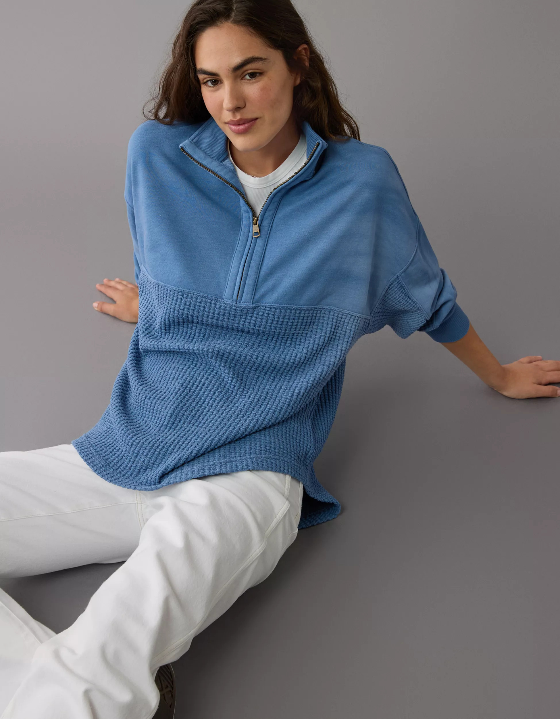 AE Oversized Half-Zip Sweatshirt | American Eagle Outfitters (US & CA)