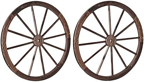 Trademark Innovations Vintage Wood Decorative Garden Wagon Wheel with Steel Rim-31.5" Diameter (S... | Amazon (US)