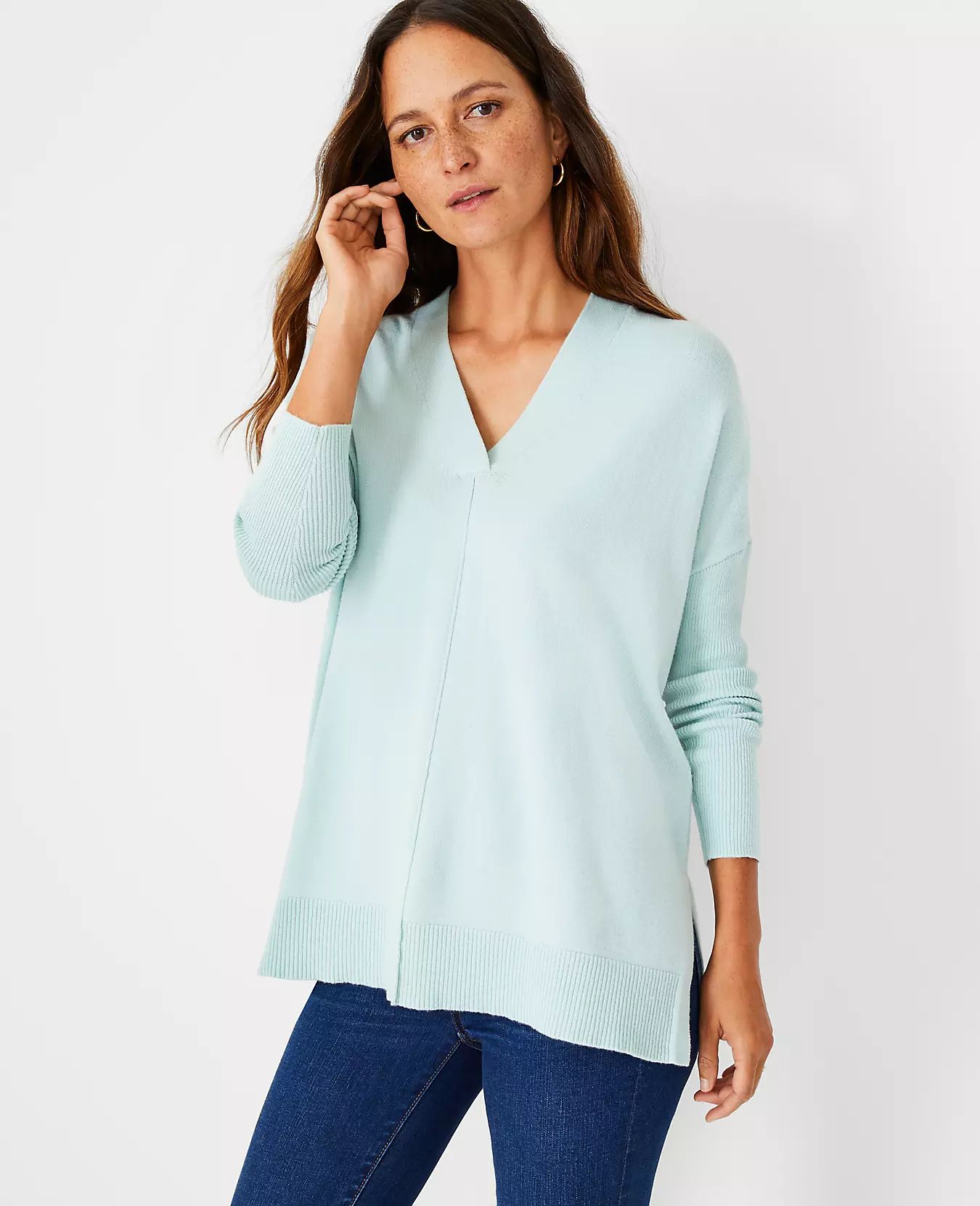 Easy V-Neck Sweater Tunic | Ann Taylor (US)