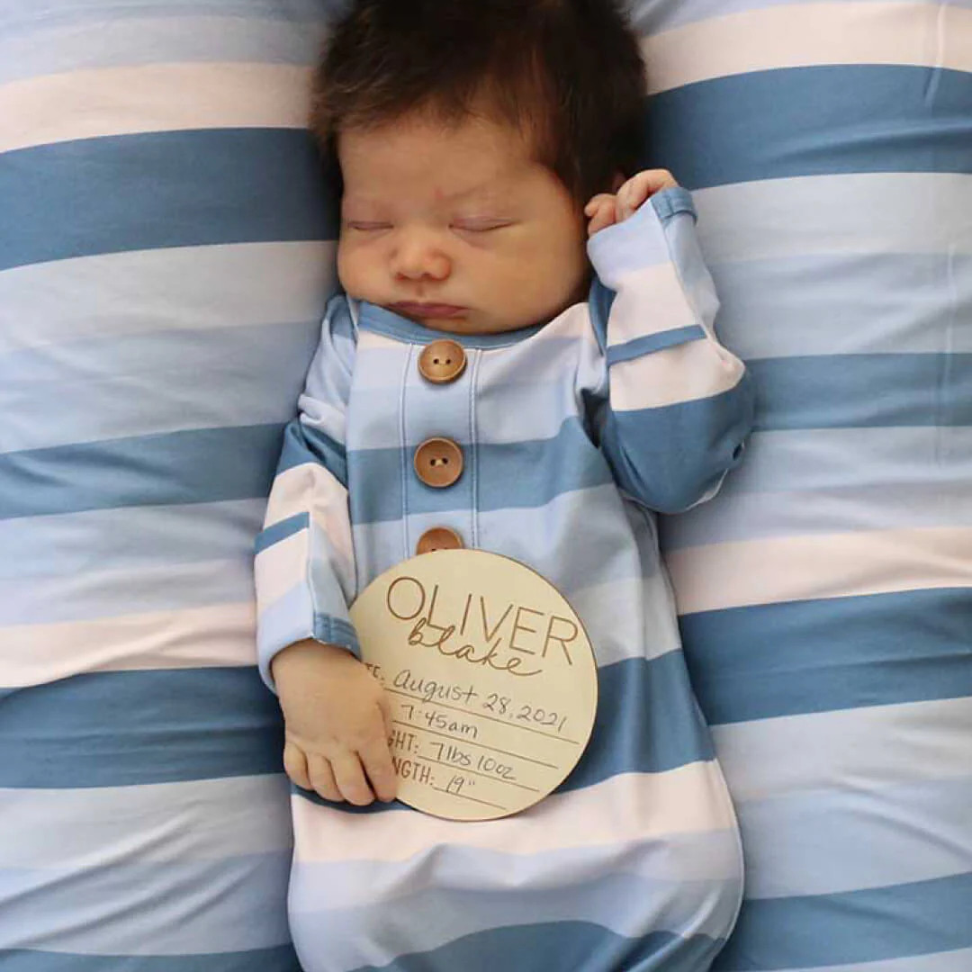 Personalized Baby Name Wood Announcement | Birth Stats Classic Duo | Caden Lane