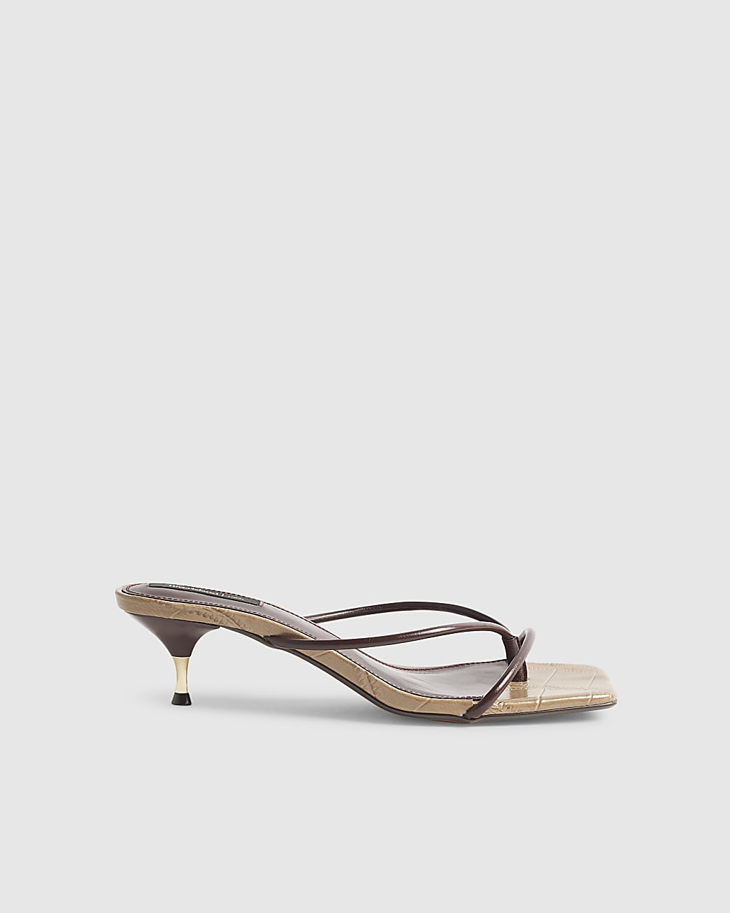 Brown Skinny Strap Toe Thong Heels | River Island UK & IE