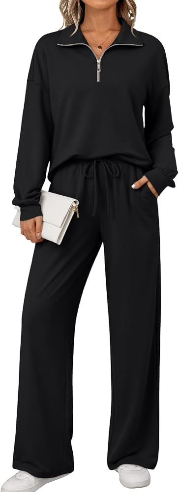 AUTOMET Womens Track Suits Set Sweatsuits Two Piece Outfits Lounge Sets Half Zip Lapel Sweatshirt... | Amazon (US)