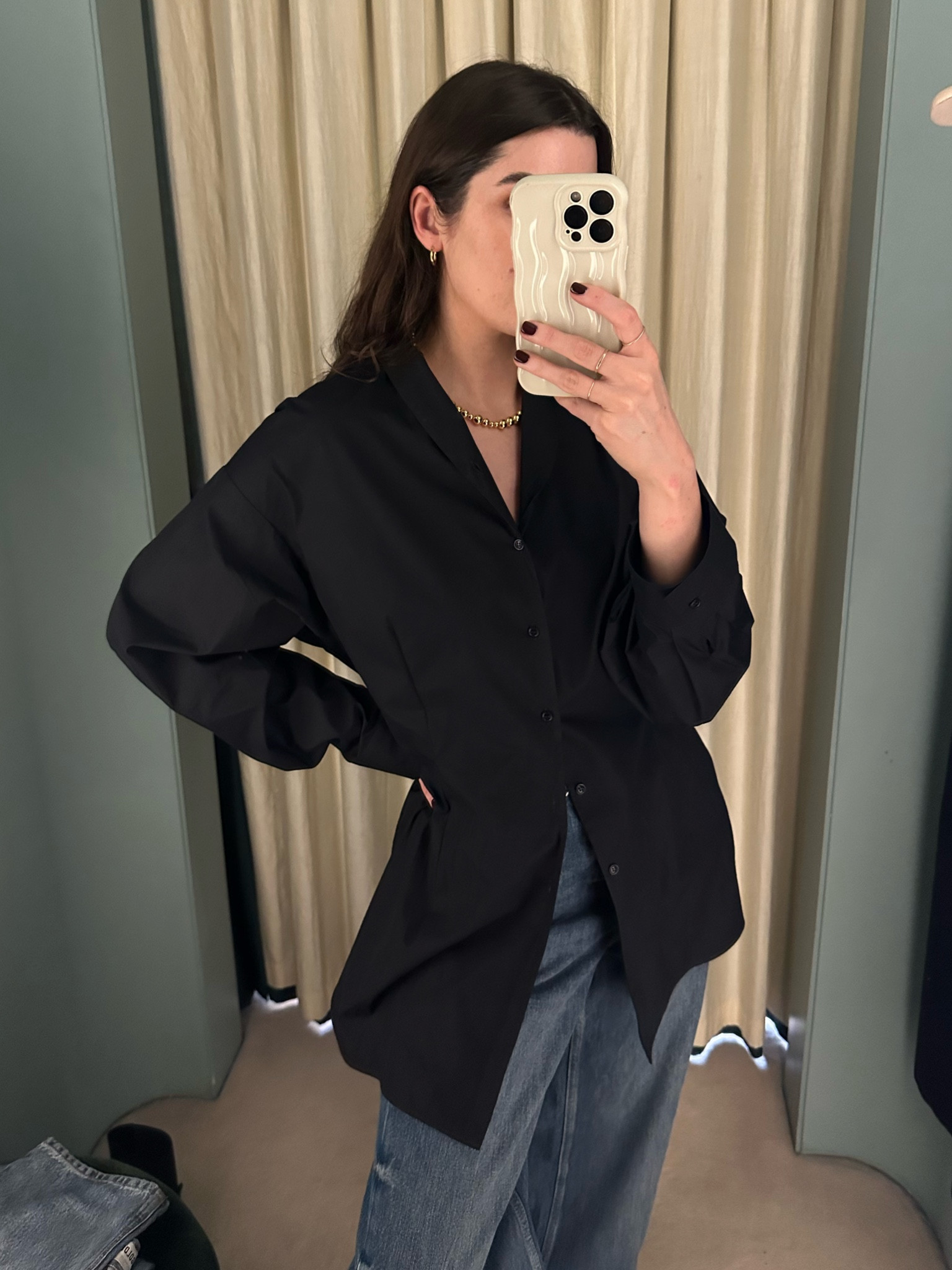 Wearing this RAEY black button up shirt. 

#LTKeurope #LTKstyletip