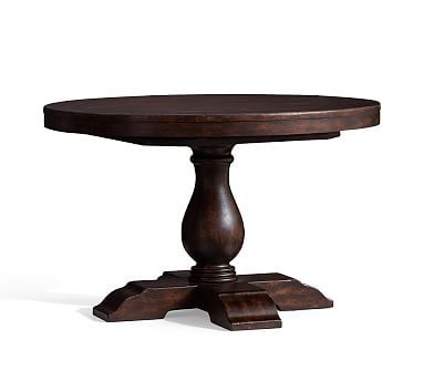 Lorraine Round Pedestal Extending Dining Table - Rustic Brown | Pottery Barn (US)