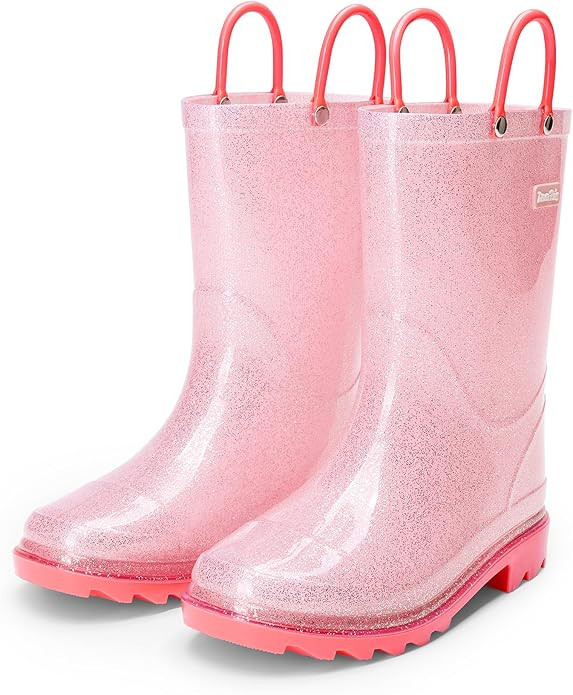 DREAM PAIRS Kids Rain Boots Glitter Boys Girls with Easy-on Handles Sparkly Waterproof Boots Outd... | Amazon (US)