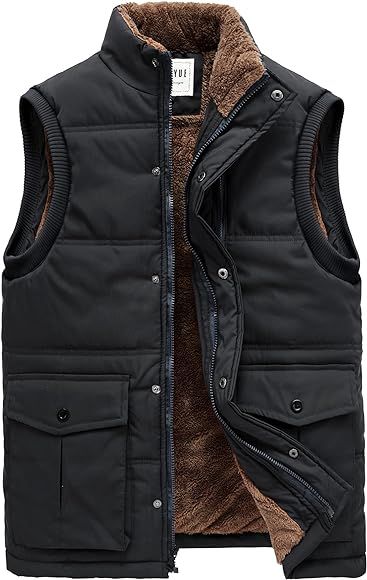 CROYEE Men's Winter Puffer Vest Quilted Soft Fur Lining Sleeveless Vest Jacket | Amazon (US)
