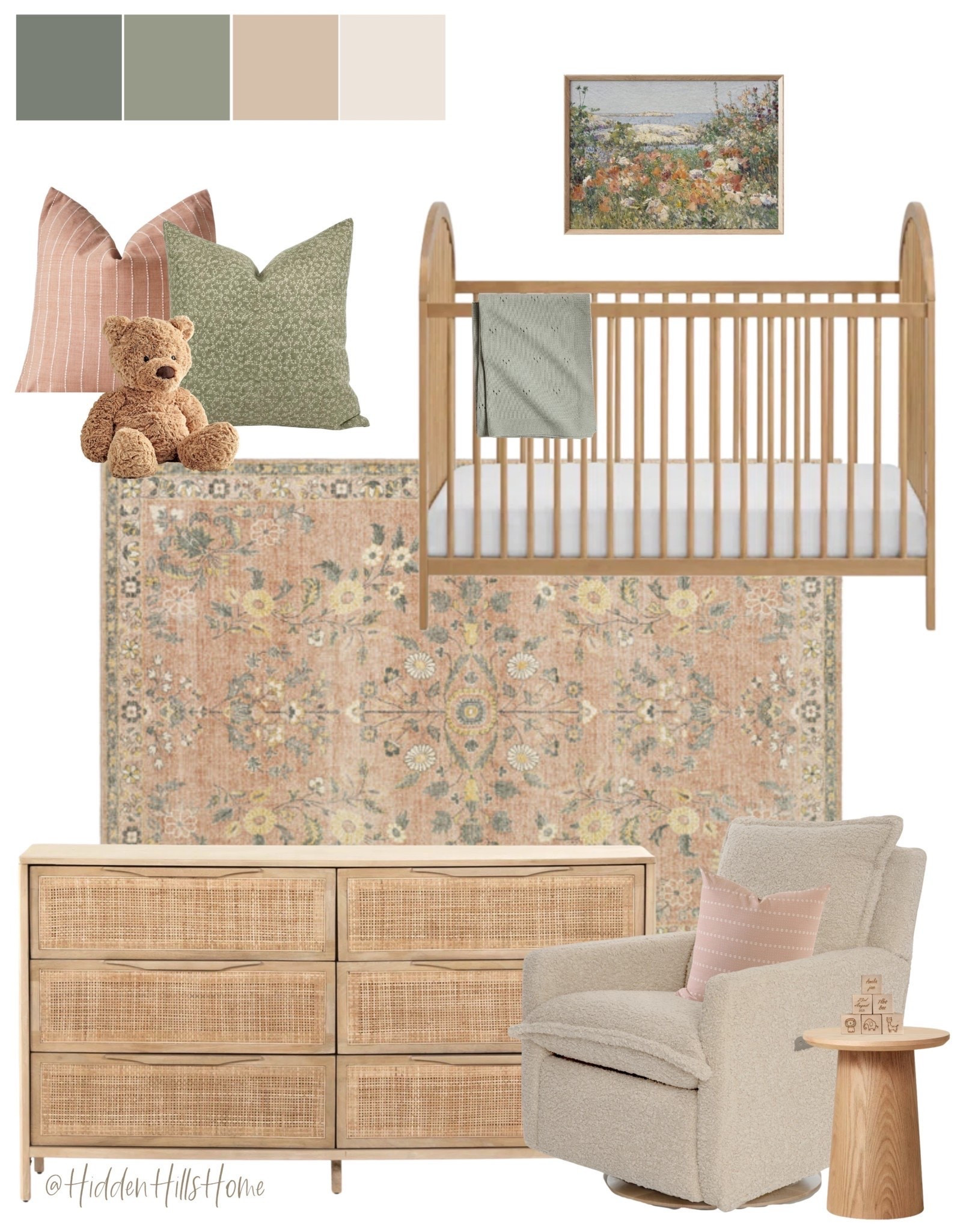 Nursery decor mood board, cute nursery ideas, pink and green baby room, crib, girls nursery ideas, baby girl #nursery

#LTKHome #LTKSaleAlert #LTKBaby