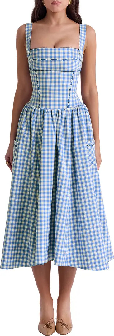 HOUSE OF CB Vivien Gingham Midi Sundress | Nordstrom | Nordstrom