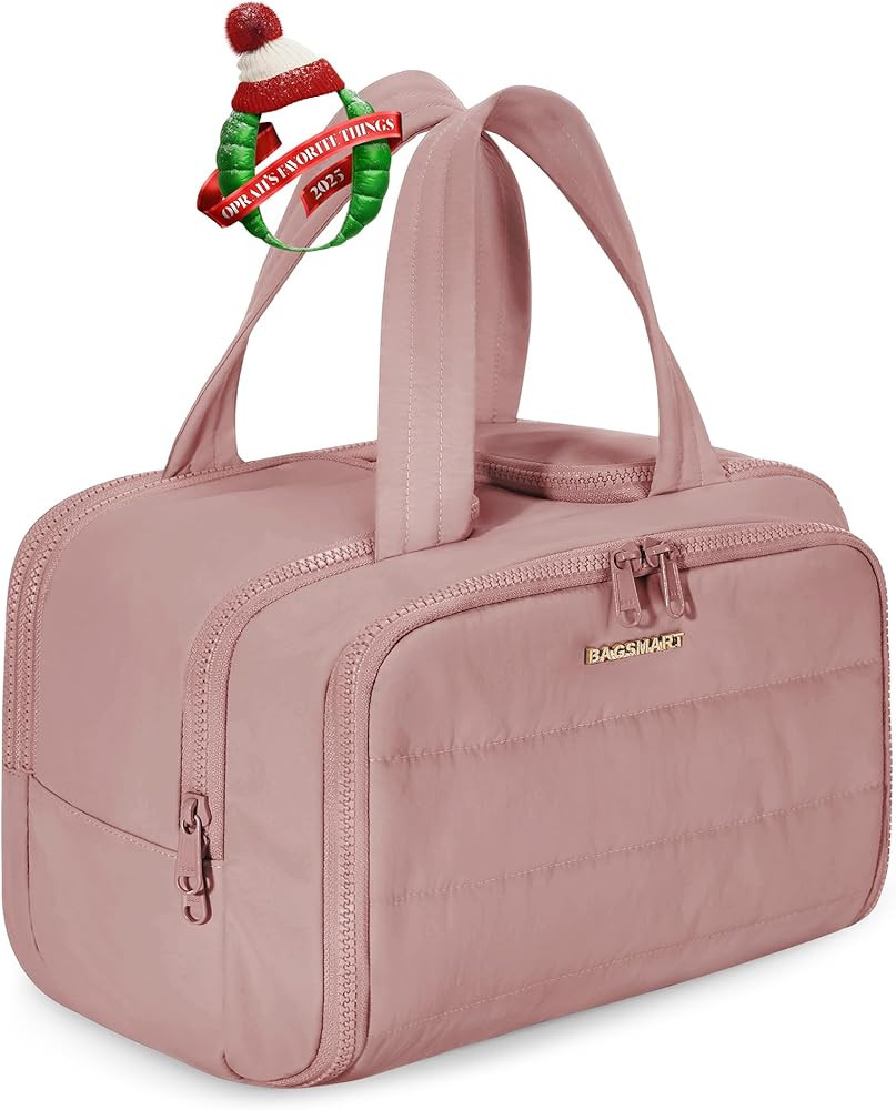 BAGSMART Travel Toiletry Bag, Lightweight Large Wide-open Travel Bag for Women, Puffy Cosmetic Ma... | Amazon (US)