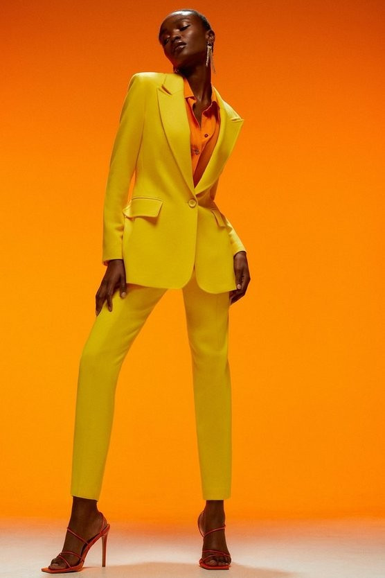 Compact Stretch Single Breasted Jacket | Karen Millen UK & IE