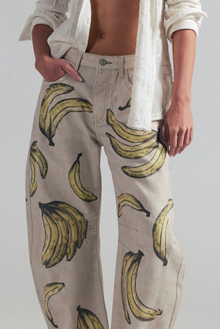 We The Free Good Luck Printed Barrel Jeans | Free People (Global - UK&FR Excluded)