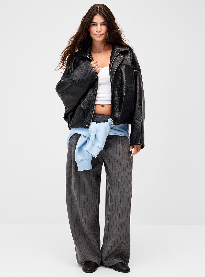 Loose fit faux-leather jacket | Simons