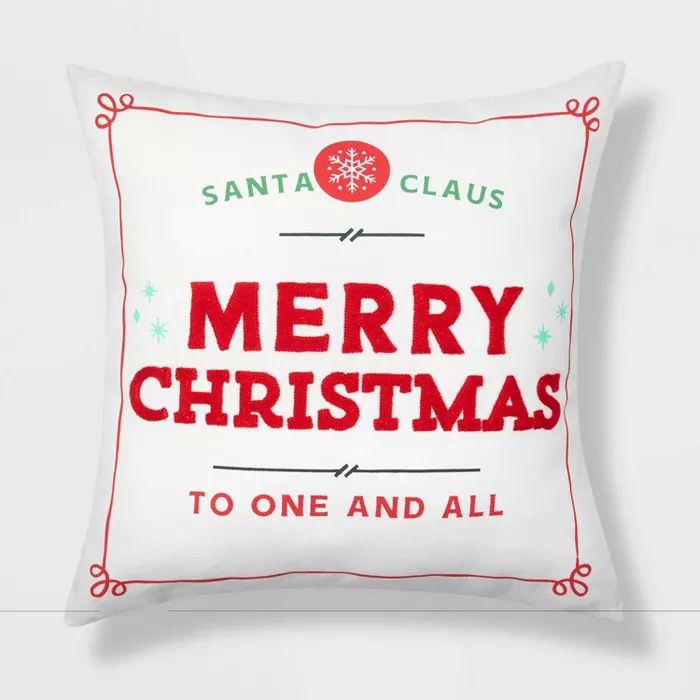 Merry Christmas Throw Pillow Reversible Red/White Stripes - Wondershop™ | Target