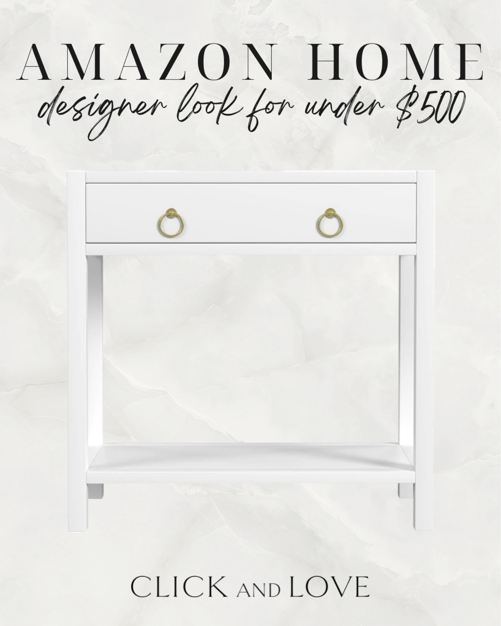 Designer inspired nightstand under $500!  This could also be used as a pretty end table 🖤

Bedroom, primary bedroom, guest room, bedroom inspiration, nightstand, end table, modern bedroom, traditional bedroom, living room, seating area, budget friendly nightstand, Interior design, look for less, designer inspired, Amazon, Amazon home, Amazon must haves, Amazon finds, Amazon home decor, Amazon furniture #amazon #amazonhome

#LTKunder100 #LTKstyletip #LTKhome
