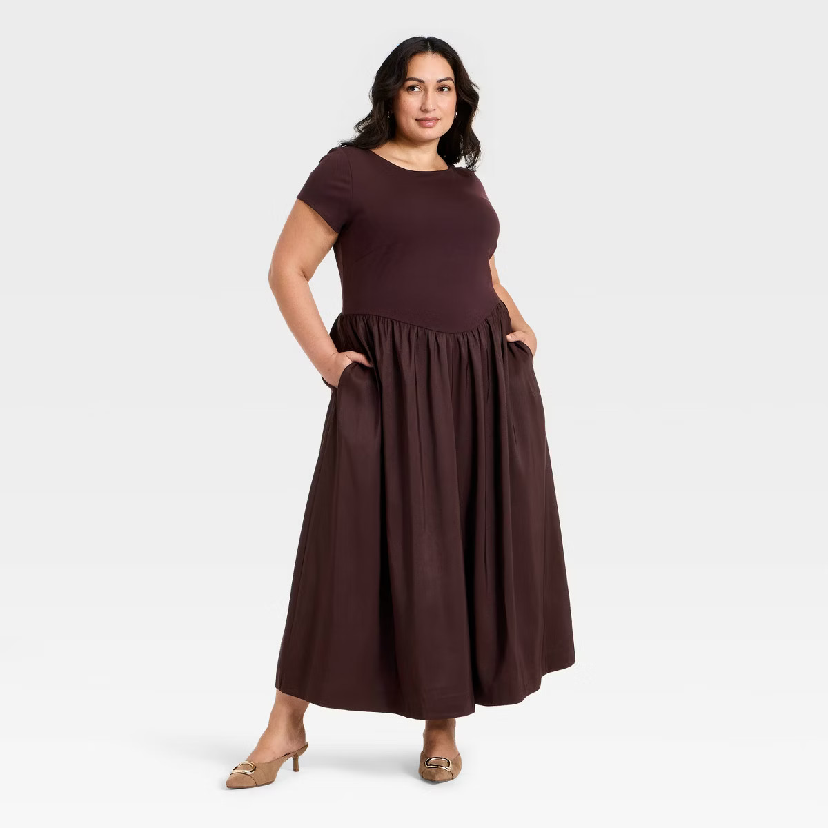 Women's Backless Knit Maxi Dress - A New Day™ Burgundy 2X | Target