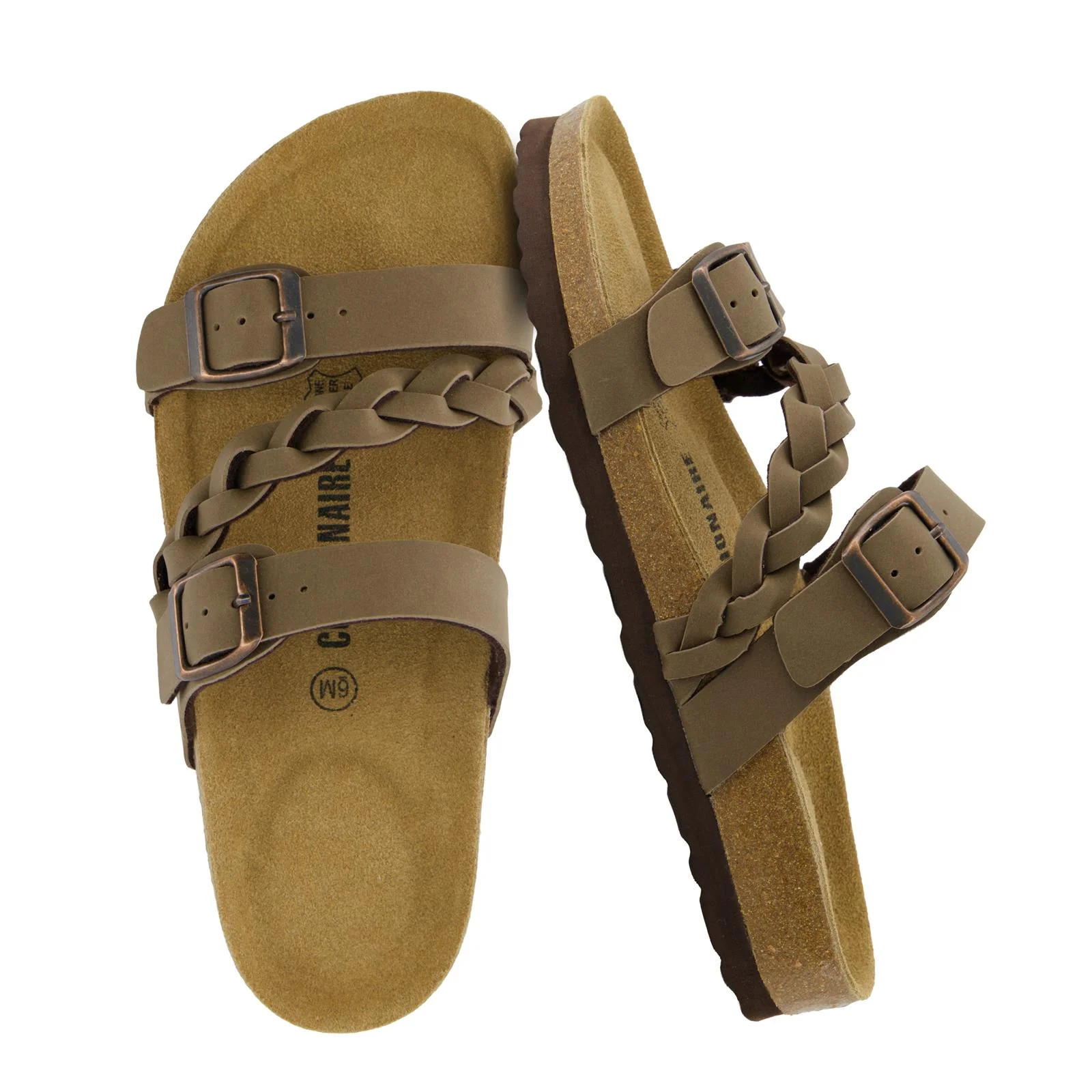 Cushionaire Lizzy Cork Footbed Womens Sandals - Comfortable Braided Summer Slip On Slide Sandals ... | Walmart (US)