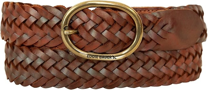 Eddie Bauer Women's Casual Leather Belts with Durable Metal Buckle, Center Bar Woven - Tan, Small... | Amazon (US)