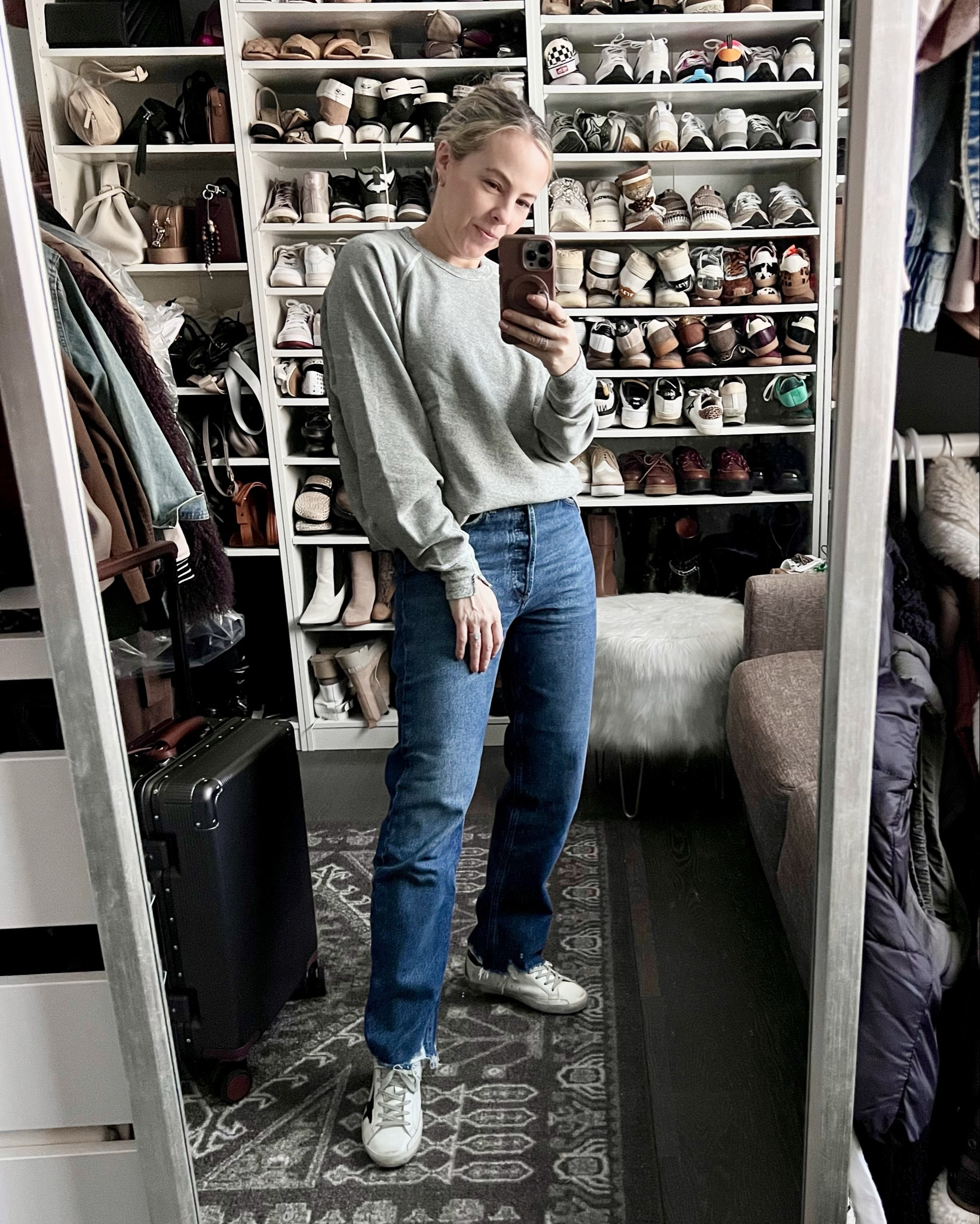 Basics done right - got this sweatshirt from The Great and it’s super soft with a terry cloth interior and slouchy fit. The jeans and sneaker have both survived multiple years in my rotation for being classics.

#LTKOver40