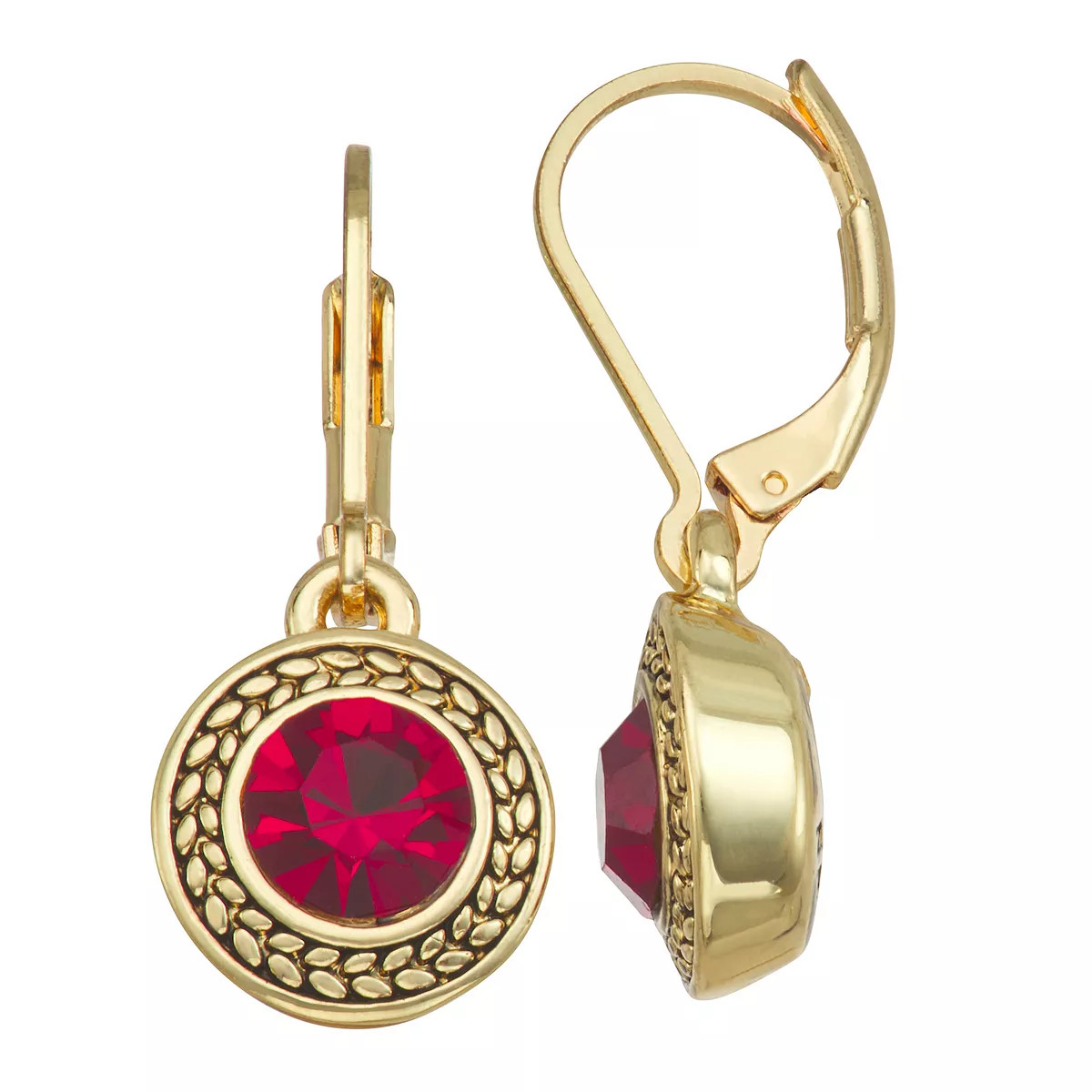 Napier Gold Tone Red Round Drop Earrings | Kohl's