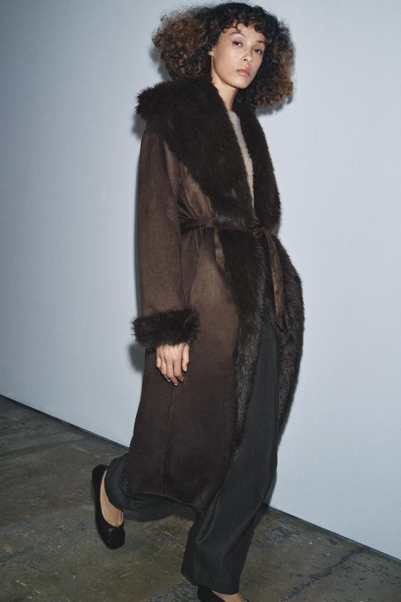 BELTED FAUX FUR COAT ZW COLLECTION | Zara US