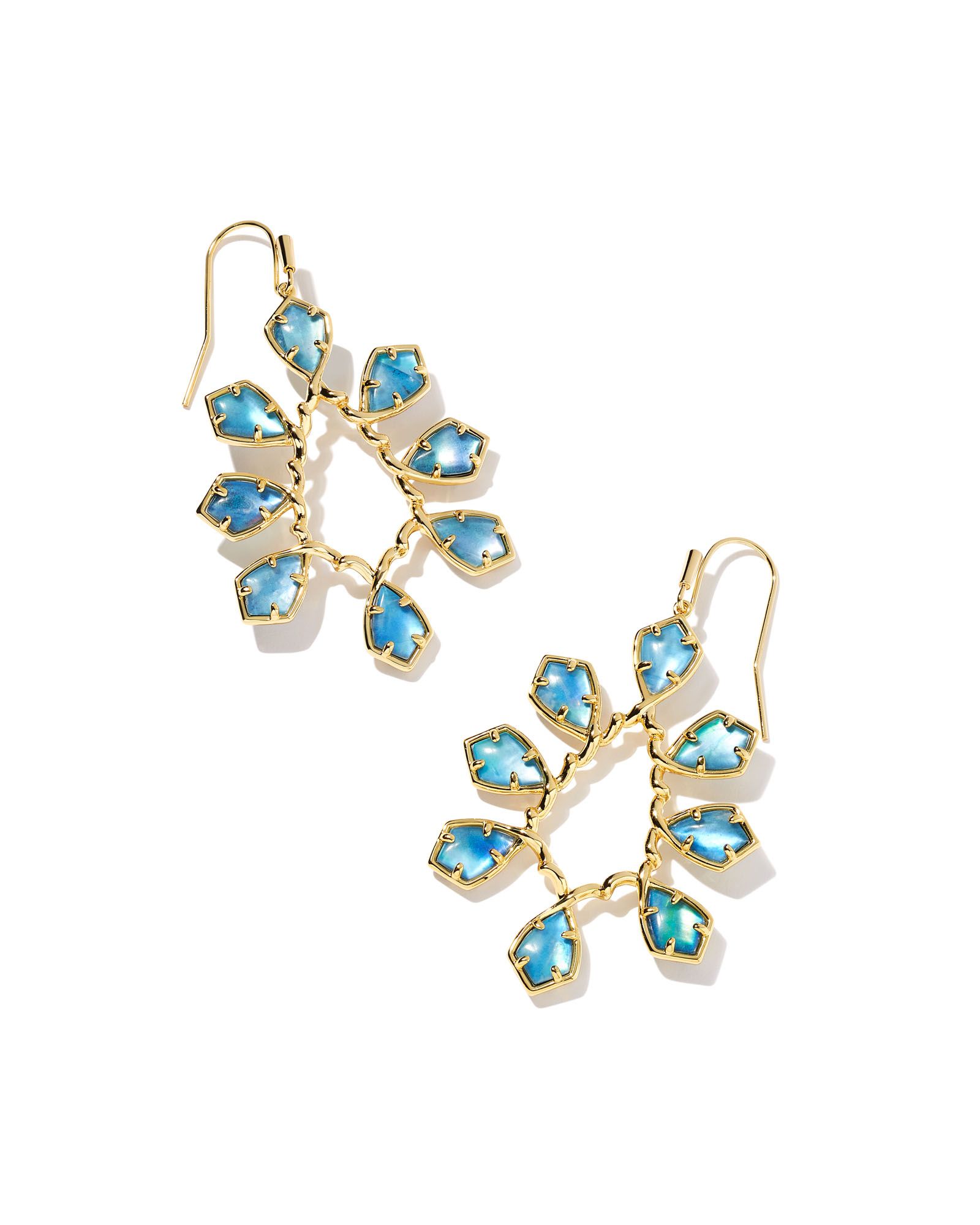 Camry Gold Open Frame Earrings in Dark Blue Mother-of-Pearl | Kendra Scott