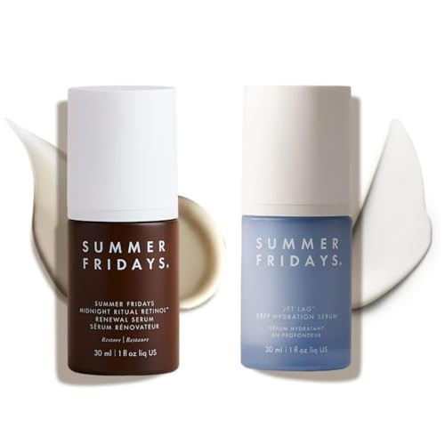 Summer Fridays Day and Night Serum Duo - Travel Size Jet Lag + Midnight Ritual Retinol Serum - Daily Skin Care Set - With Glycerin, Hyaluronic Acid + Niacinamide for Smooth, Glowing Skin (2 Count) | Amazon (US)