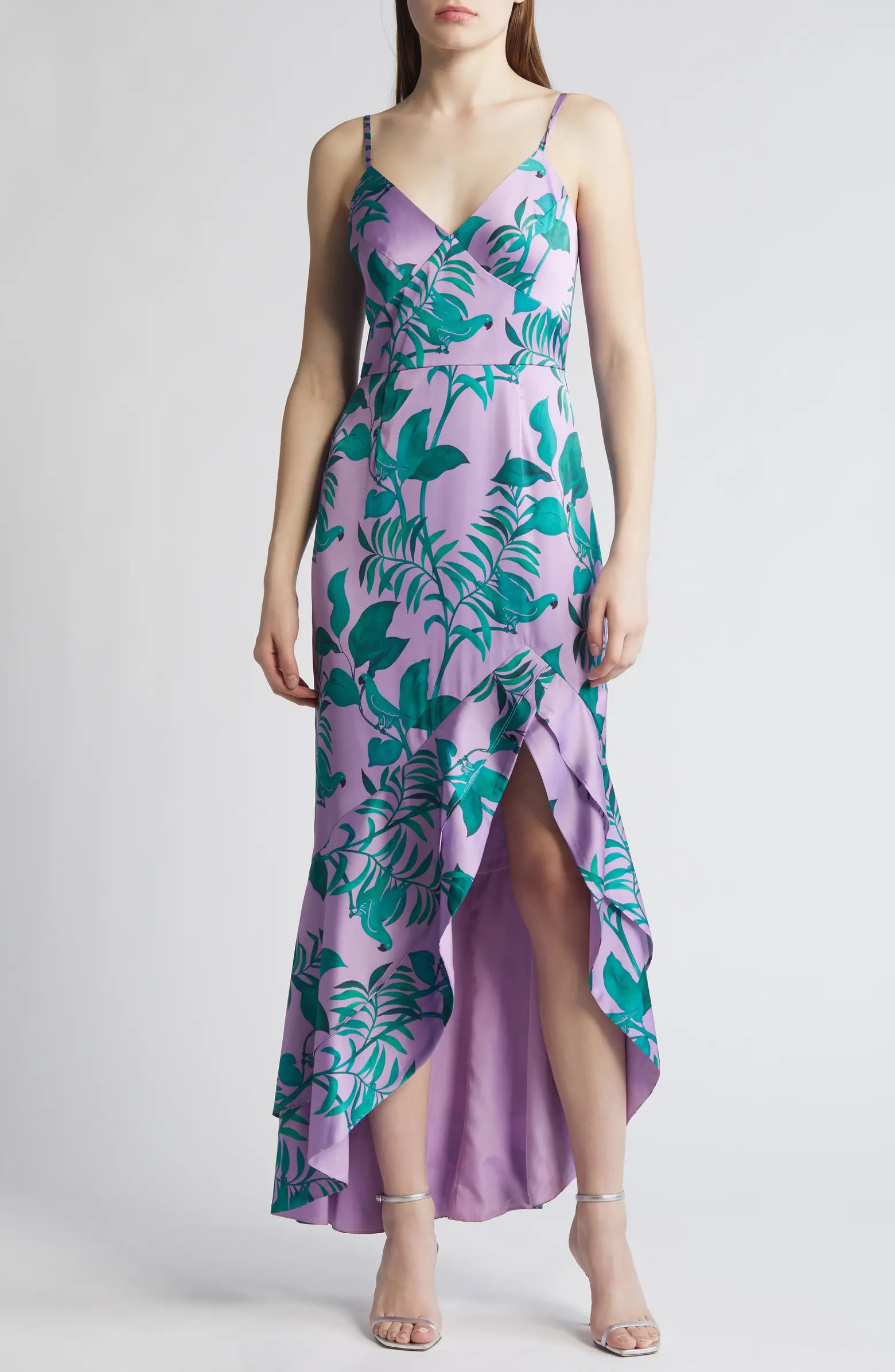 Hutch Angel Tropical Print Satin High-Low Dress | Nordstrom | Nordstrom